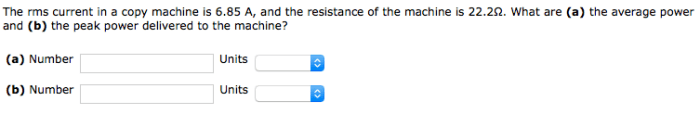 The rms current in a copy machine is