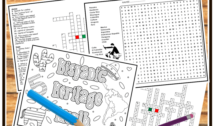 Hispanic heritage month crossword answer key