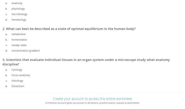 Anatomy and physiology worksheets with answers